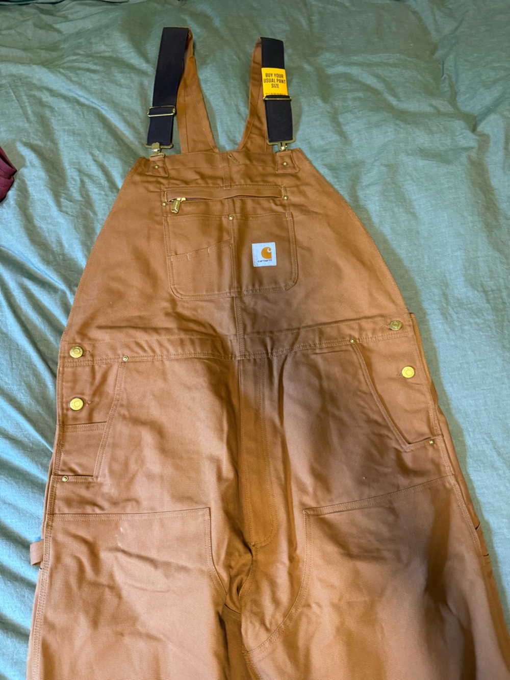 Carhartt Brown Bib Overalls with Black Straps